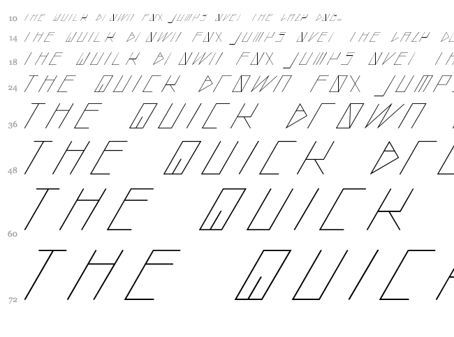 Slanted Italic Shift font waterfall
